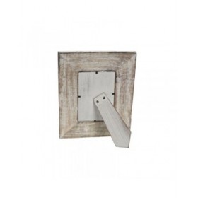 Cornice Portafoto Home ESPRIT Bianco Naturale Cristallo Legno di mango Indiano 21 x 2 x 26,5 cm