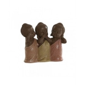 Statua Decorativa Home ESPRIT Arancio Corallo Lime Resina Buddha Orientale 15,5 x 6 x 13 cm