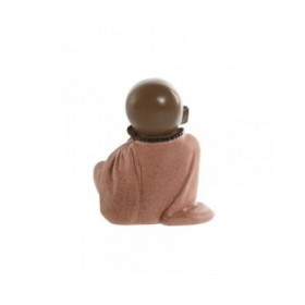 Statua Decorativa Home ESPRIT Arancio Corallo Lime Resina Frate Orientale 8,5 x 7 x 9,7 cm (3 Unità)