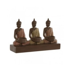 Portacandele Home ESPRIT Marrone Arancio Corallo Lime Resina 28 x 8,5 x 17 cm