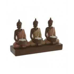Portacandele Home ESPRIT Marrone Arancio Corallo Lime Resina 28 x 8,5 x 17 cm