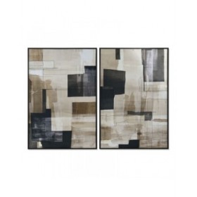 Quadro Home ESPRIT Nero Beige Astratto Città 83 x 4 x 123 cm (2 Unità)