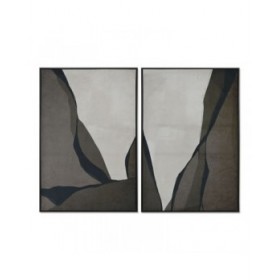 Quadro Home ESPRIT Nero Verde Astratto Città 83 x 3,8 x 123 cm (2 Unità)