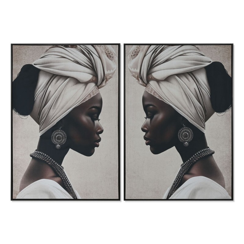 Quadro Home ESPRIT Marrone Beige Coloniale Velluto Africana 83 x 4 x 123 cm (2 Unità)