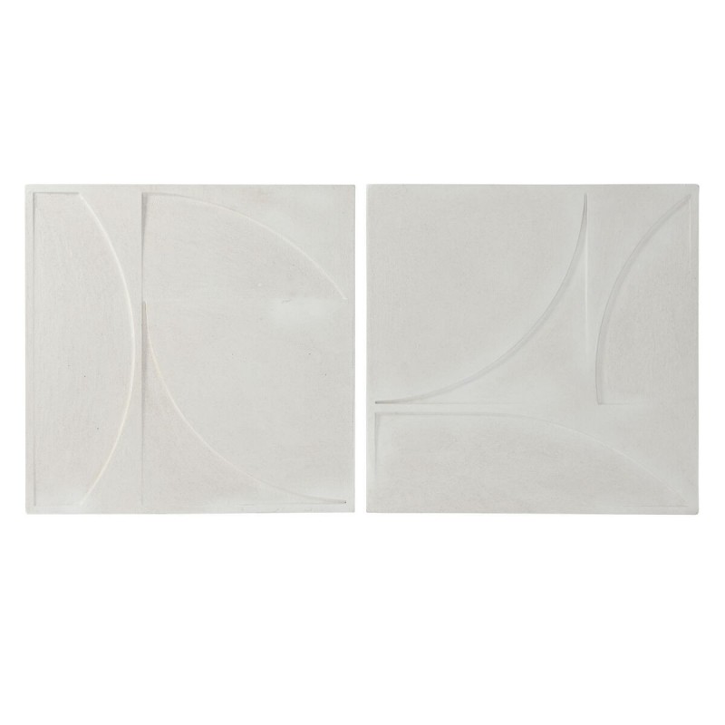 Decorazione da Parete Home ESPRIT Bianco Moderno 80 x 4 x 80 cm (2 Unità)