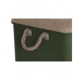 Set di Bauli Home ESPRIT Verde scuro Naturale Metallo Corda Fibra 69 X 37 X 37,5 cm (3 Unità)