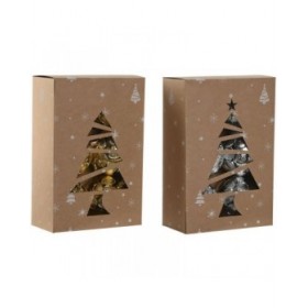 Palle di Natale Home ESPRIT Dorato Argentato PVC 20 x 10 x 30 cm (2 Unità)