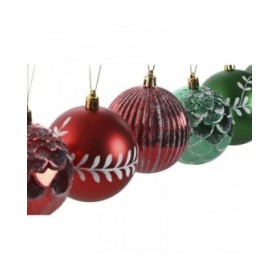 Palle di Natale Home ESPRIT Rosso Verde PVC 16 x 16 x 24 cm (2 Unità)
