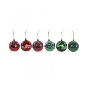 Palle di Natale Home ESPRIT Rosso Verde PVC 16 x 16 x 24 cm (2 Unità)