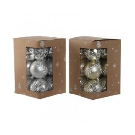 Palle di Natale Home ESPRIT Dorato Argentato PVC 16 x 16 x 24 cm (2 Unità)