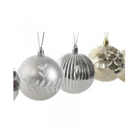 Palle di Natale Home ESPRIT Dorato Argentato PVC 16 x 16 x 24 cm (2 Unità)