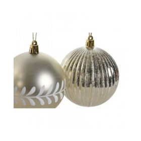 Palle di Natale Home ESPRIT Dorato Argentato PVC 16 x 16 x 24 cm (2 Unità)