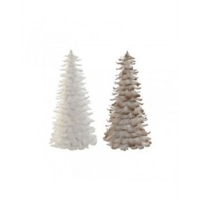 Albero di Natale Home ESPRIT Bianco Dorato Cartone Piuma 22 x 22 x 46 cm (2 Unità)