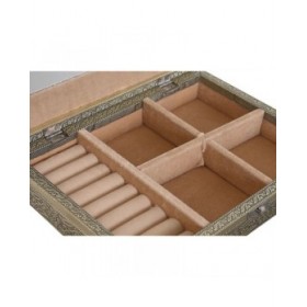 Scatola-Portagioie Home ESPRIT Bianco Champagne Legno Alluminio 27,5 x 20 x 5,4 cm