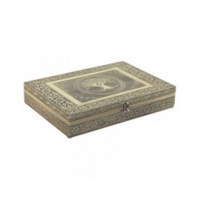 Scatola-Portagioie Home ESPRIT Bianco Champagne Legno Alluminio 27,5 x 20 x 5,4 cm
