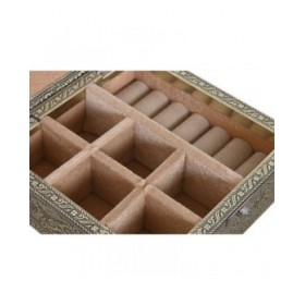 Scatola-Portagioie Home ESPRIT Bianco Champagne Legno Alluminio 18 x 18 x 6 cm
