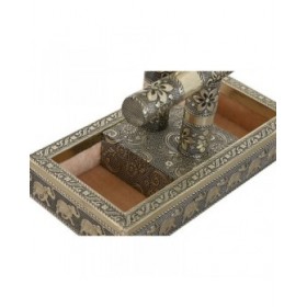 Scatola-Portagioie Home ESPRIT Bianco Champagne Legno Alluminio 20 x 10 x 18 cm