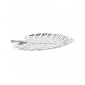 Centrotavola Home ESPRIT Argentato Alluminio Moderno Foglia della pianta 38,5 x 28 x 3 cm