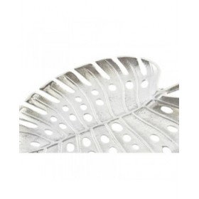Centrotavola Home ESPRIT Argentato Alluminio Moderno Foglia della pianta 38,5 x 28 x 3 cm