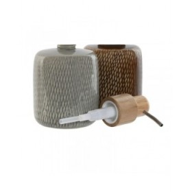 Dispenser di Sapone Home ESPRIT Marrone Grigio Polietilene Gres 8,5 X 8,5 X 16 cm (2 Unità)