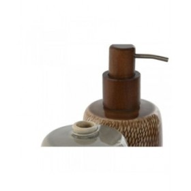 Dispenser di Sapone Home ESPRIT Marrone Grigio Polietilene Gres 8,5 X 8,5 X 16 cm (2 Unità)