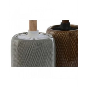 Scopino per il Bagno Home ESPRIT Marrone Grigio Polietilene Gres 11 x 11 x 40 cm (2 Unità)