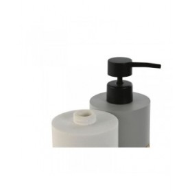 Dispenser di Sapone Home ESPRIT Bianco Grigio Naturale Resina Polietilene 7,5 x 7,5 x 18,5 cm (2 Unità)