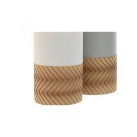 Bicchiere Home ESPRIT Bianco Grigio Naturale Resina 7 x 7 x 10,5 cm (2 Unità)