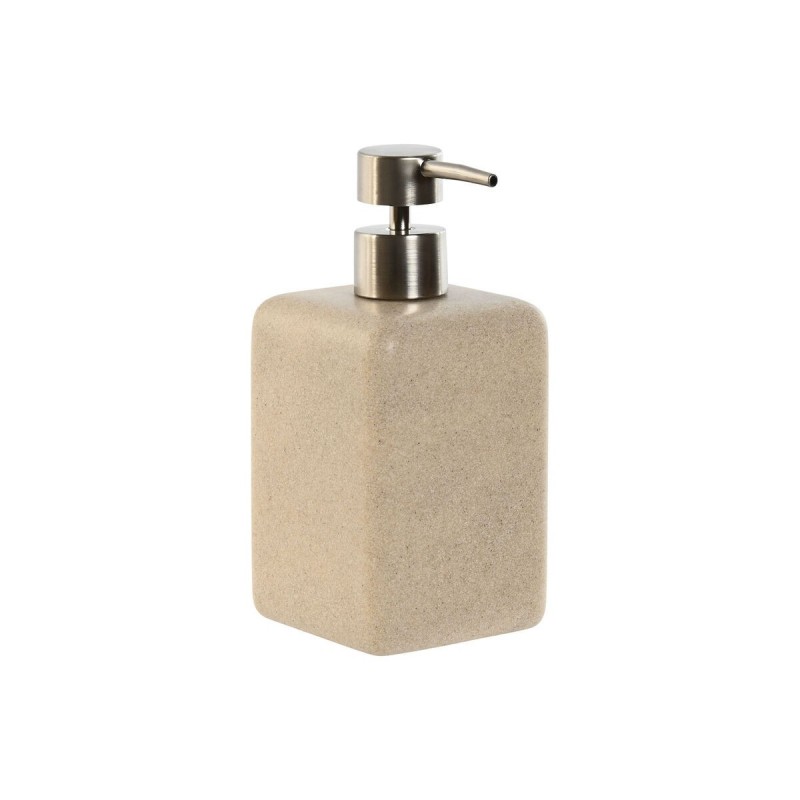 Dispenser di Sapone Home ESPRIT Crema Argentato Resina Polietilene 8 x 8 x 18 cm