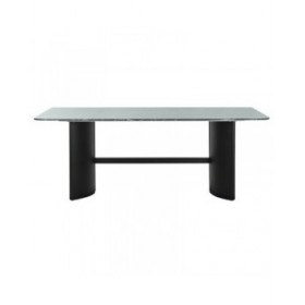 Tavolo da Pranzo Home ESPRIT Nero Verde Metallo Vetro Temperato 200 x 100 x 76 cm
