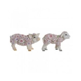 Statua Decorativa Home ESPRIT Bianco Multicolore Fiori 34 X 13,5 X 18,5 cm (2 Unità)