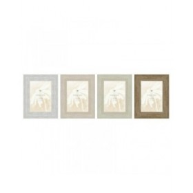 Cornice Portafoto Home ESPRIT Bianco Beige Cristallo polistirene Scandi 19 x 2 x 24 cm (4 Unità)