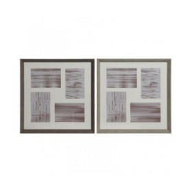 Cornice Portafoto Home ESPRIT Marrone Naturale Cristallo polistirene Città 34 x 3 x 34 cm (2 Unità)