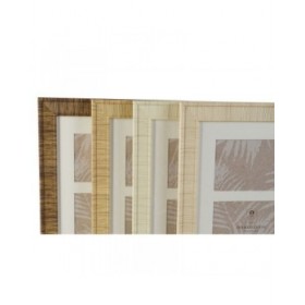 Cornice Portafoto Home ESPRIT Bianco Marrone Beige Naturale Cristallo polistirene Scandinavo 26 X 2 X 44 cm (4 Unità)