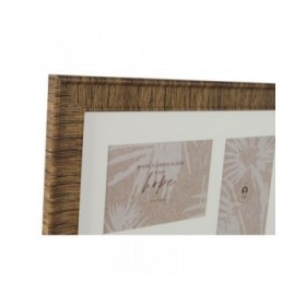Cornice Portafoto Home ESPRIT Marrone Beige Naturale Avorio Cristallo polistirene Scandinavo 38 x 2 x 38 cm (4 Unità)