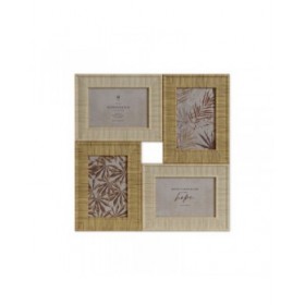 Cornice Portafoto Home ESPRIT Beige Naturale Cristallo polistirene Scandinavo 36 X 2 X 36 cm