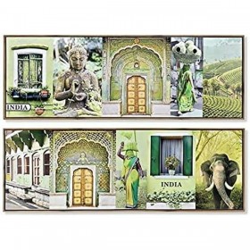 Quadro DKD Home Decor 120 x 2,3 x 40 cm Tela Verde polistirene (2 Unità)