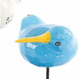 Statua Decorativa DKD Home Decor Legno Metallo Uccelli Kiwi Mediterraneo