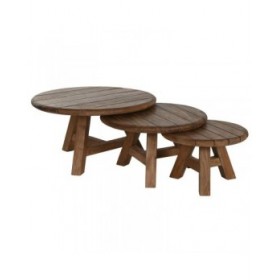 Set di 3 tavoli Home ESPRIT teak 80 x 80 x 43 cm