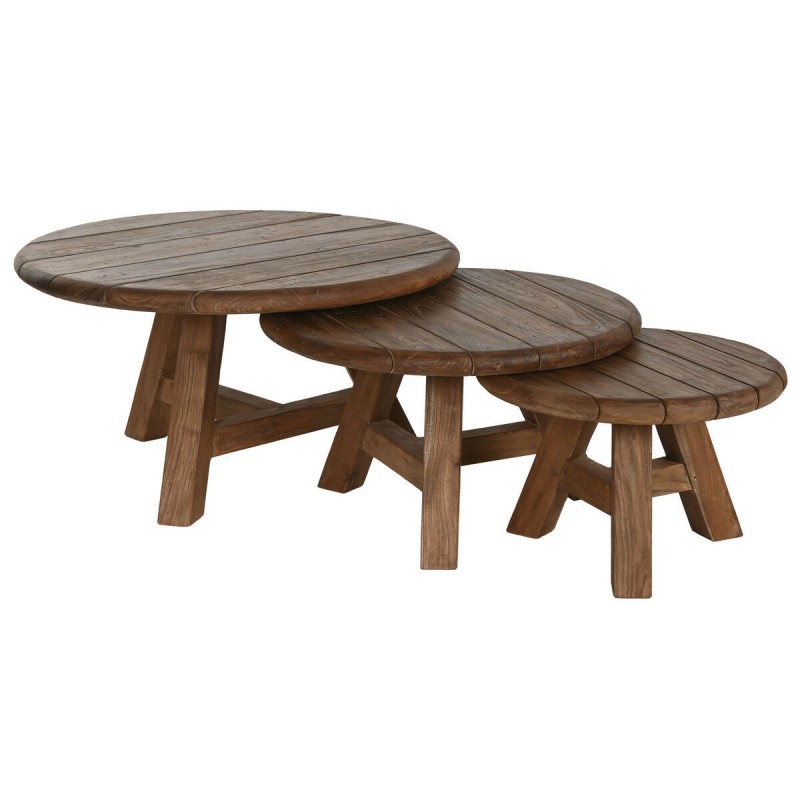 Set di 3 tavoli Home ESPRIT teak 80 x 80 x 43 cm