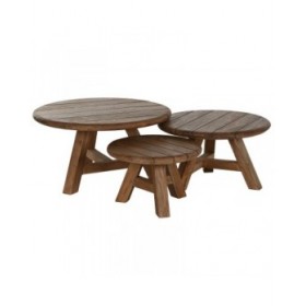 Set di 3 tavoli Home ESPRIT teak 80 x 80 x 43 cm