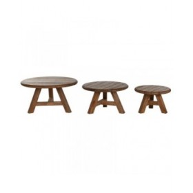 Set di 3 tavoli Home ESPRIT teak 80 x 80 x 43 cm