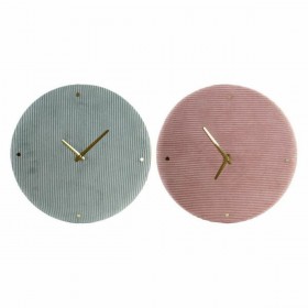Orologio da Parete DKD Home Decor Verde Rosa 40,5 x 5,5 x 40,5 cm (2 Unità)