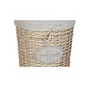 Cesto per i Panni Sporchi Home ESPRIT Crema vimini Shabby Chic 45 x 45 x 55 cm 3 Pezzi