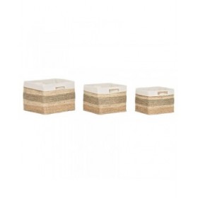 Set di Cestini Home ESPRIT Naturale Erba di mare Tropicale (3 Pezzi)