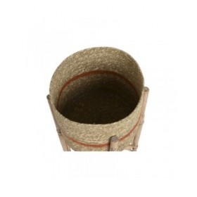 Set di vasi da fiori Home ESPRIT Naturale Juta Legno di mango 26 X 26 X 67 cm (2 Pezzi)