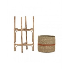 Set di vasi da fiori Home ESPRIT Naturale Juta Legno di mango 26 X 26 X 67 cm (2 Pezzi)