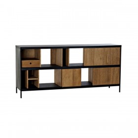 Credenza DKD Home Decor Alvin Nero Naturale Ferro Cenere 160 x 40 x 75 cm