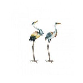 Statua Decorativa Home ESPRIT Giallo Azzurro Bianco Orientale Airone 41 X 18,5 X 104,5 cm (2 Unità)