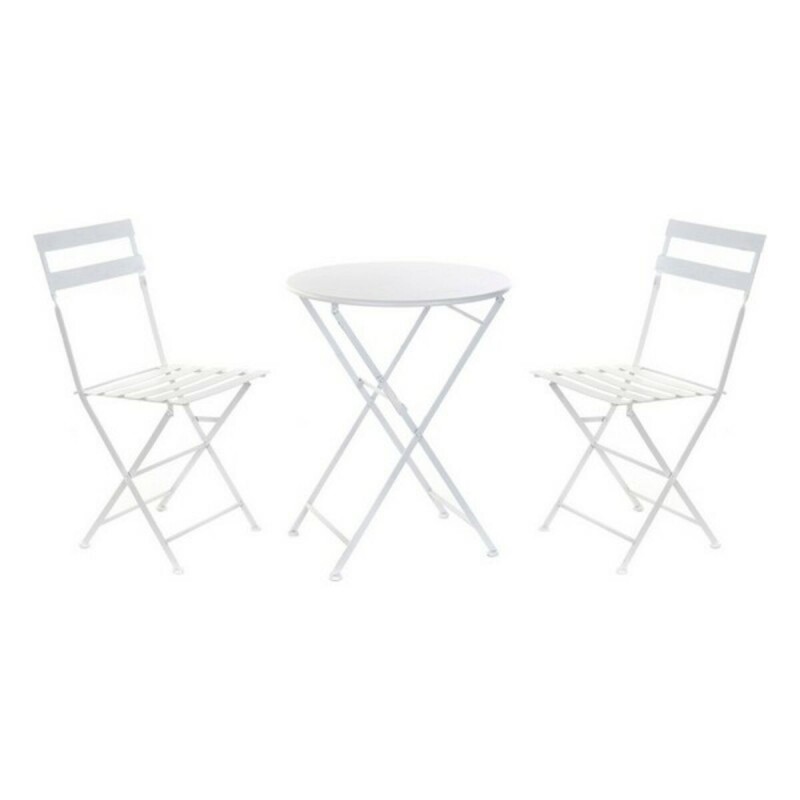Tavolo con 2 sedie DKD Home Decor Bianco 80 cm 60 x 60 x 70 cm (3 pcs)